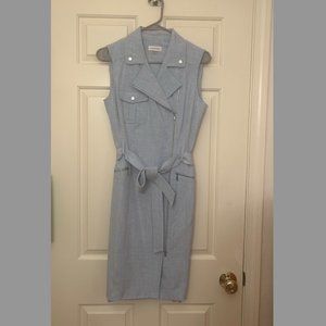 NWT Size 6 Regatta Blue Calvin Klein Sleeveless Moto Sheath Dress